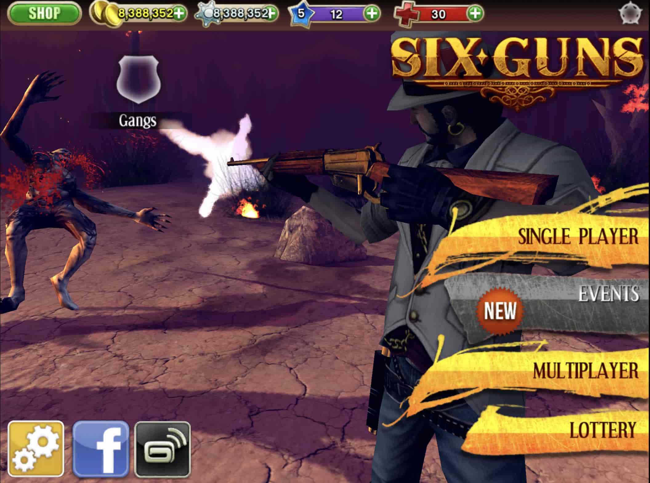 Six Guns mod vô hạn tiền là game bắn súng cao bồi miền tây cực hay cho iOS